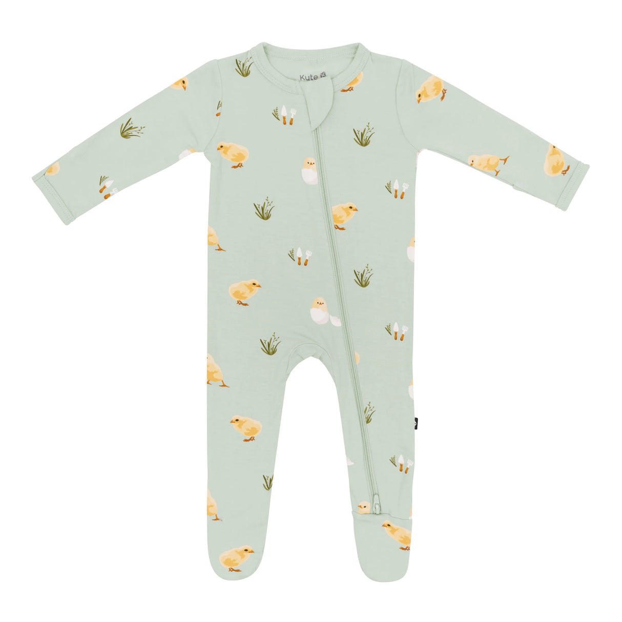 Zippered Footie in Aloe Chick | Kyte Baby