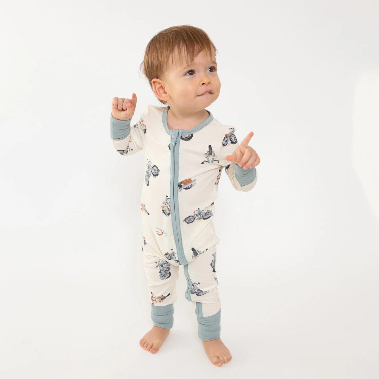 Two Way Zipper Romper - Vintage Motocycles | Angel Dear - Jenni Kidz