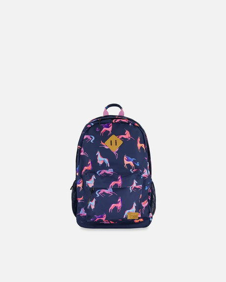 Backpack Navy Printed Unicorn | Deux par Deux | Jenni Kidz