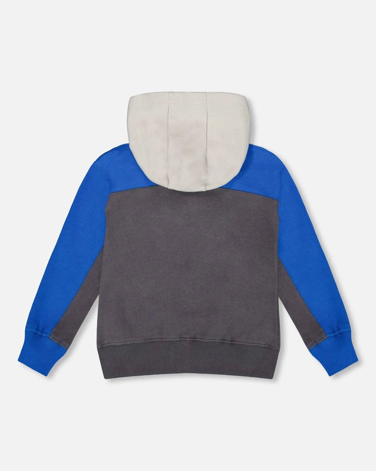 Color Blocked Zip Front Fleece Hoodie Dark Gray | Deux par Deux | Jenni Kidz