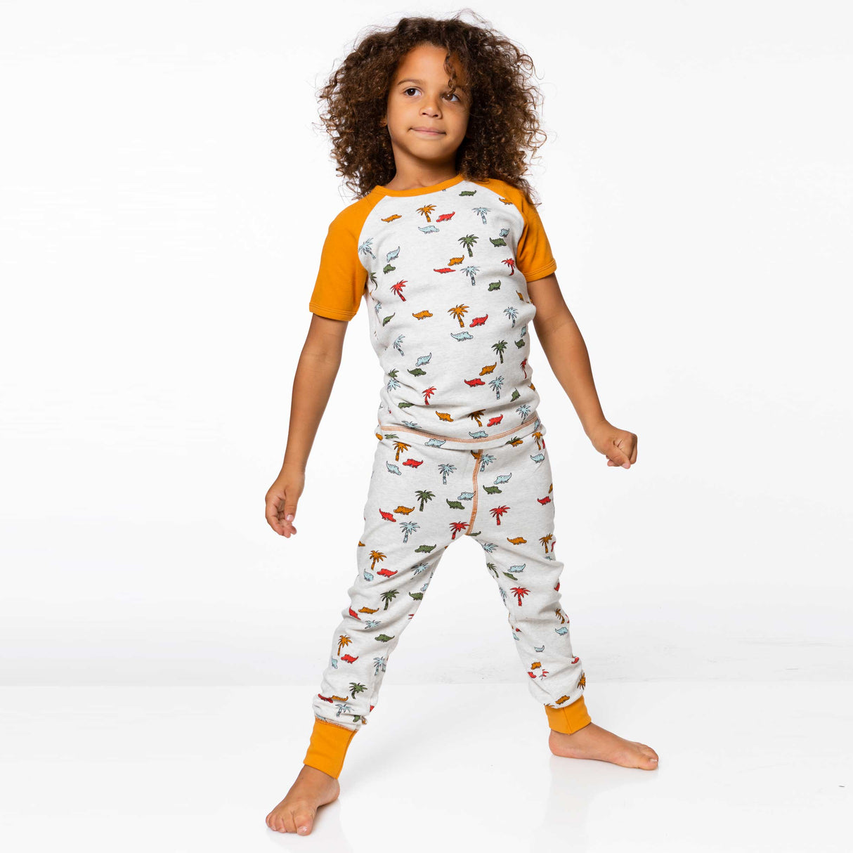 Organic Cotton Two Piece Pajama Set Oatmeal Print-4