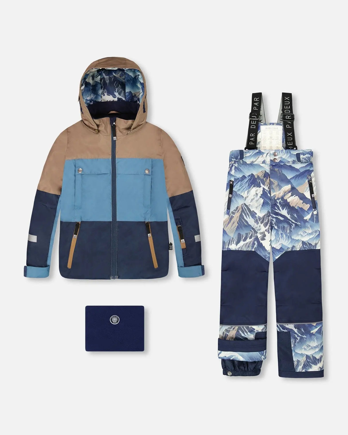 Deux par Deux two-piece Teknik snowsuit Blue Mountains – jacket and bib pants