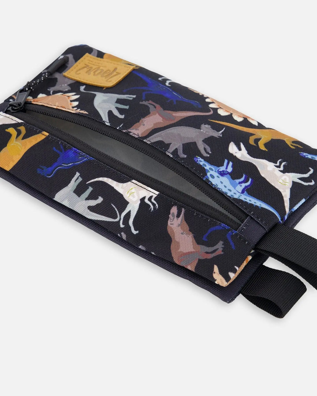 Double Pencil Case Black Dinosaur Print | Deux par Deux | Jenni Kidz