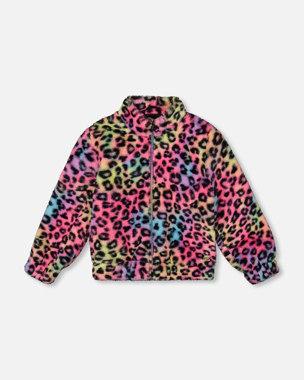 Faux Fur Zipped Jacket Multicolor Leopard | Deux par Deux | Jenni Kidz