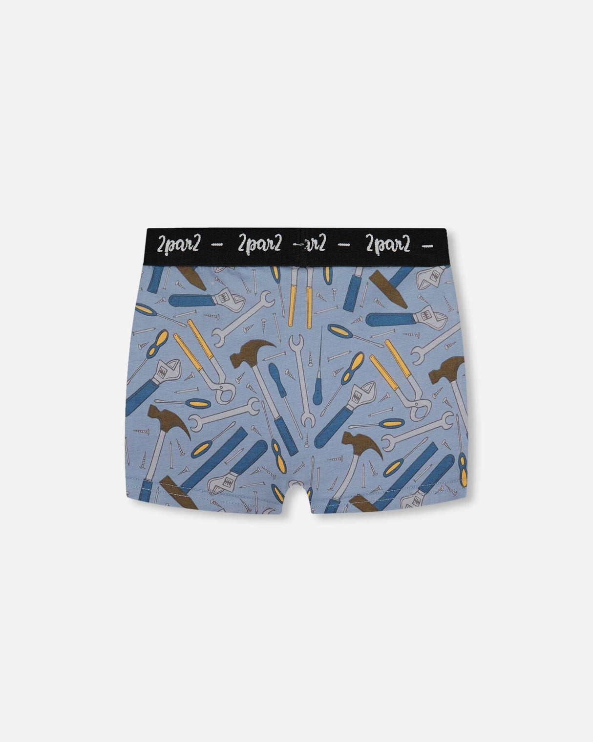 Printed Organic Cotton Boxer Shorts Tools On Bluish Gray Background-1