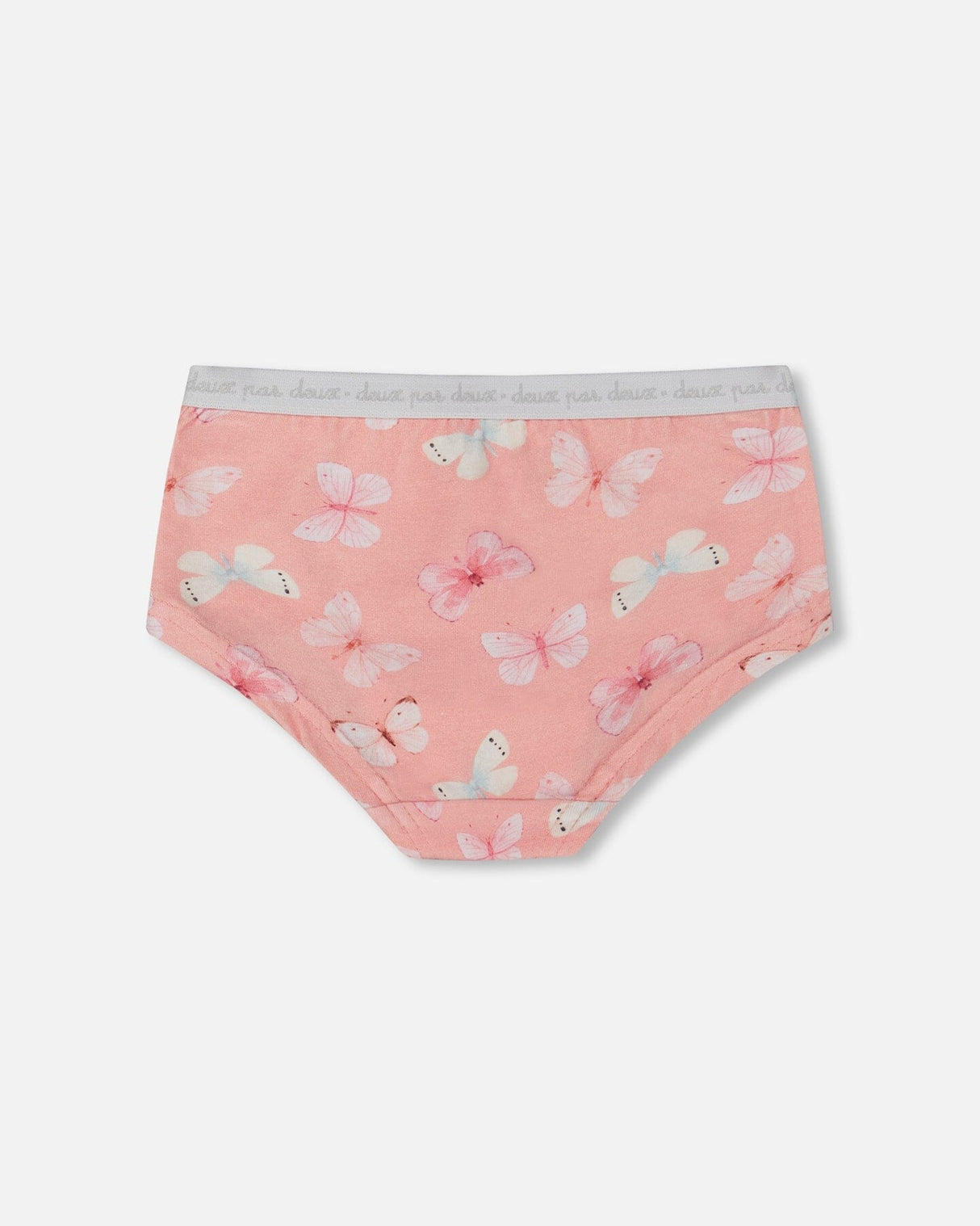 Printed Organic Cotton Boyshort Panty Pink And Blue Butterflies On Old Pink-1