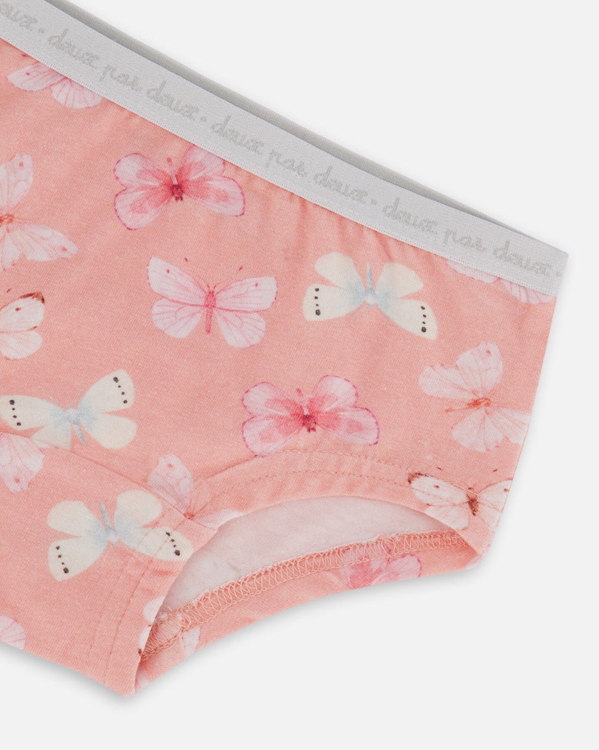 Printed Organic Cotton Boyshort Panty Pink And Blue Butterflies On Old Pink-2