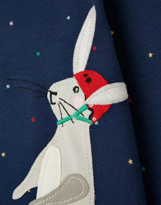 Girls Navy Long Sleeve Rabbit T-Shirt | Joules | Joules | Jenni Kidz