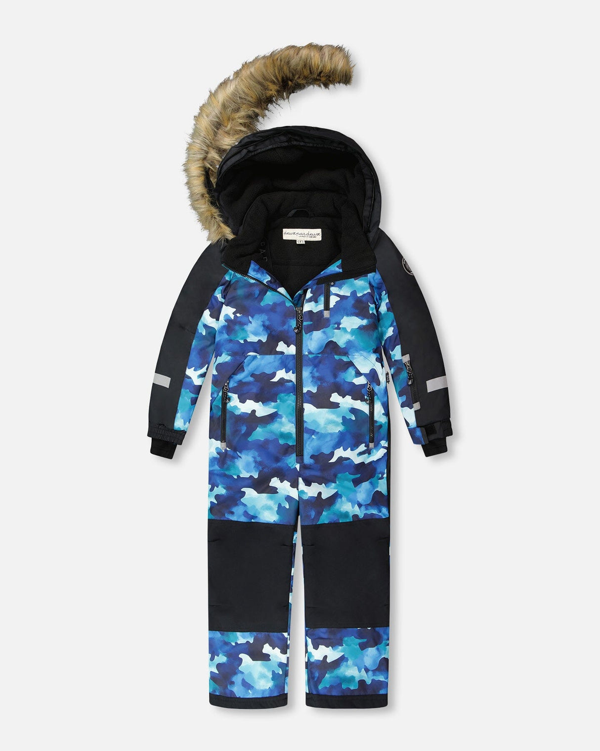 One-Piece Play Snowsuit Teal Blue Camouflage-2