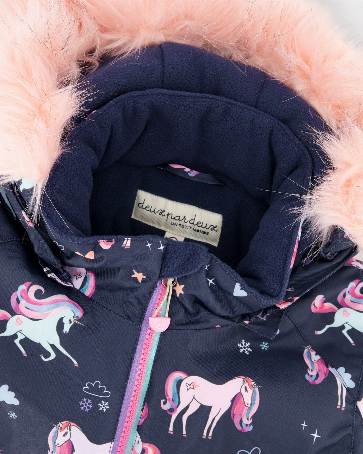 Two-Piece Play Snowsuit Navy Unicorn Print-4