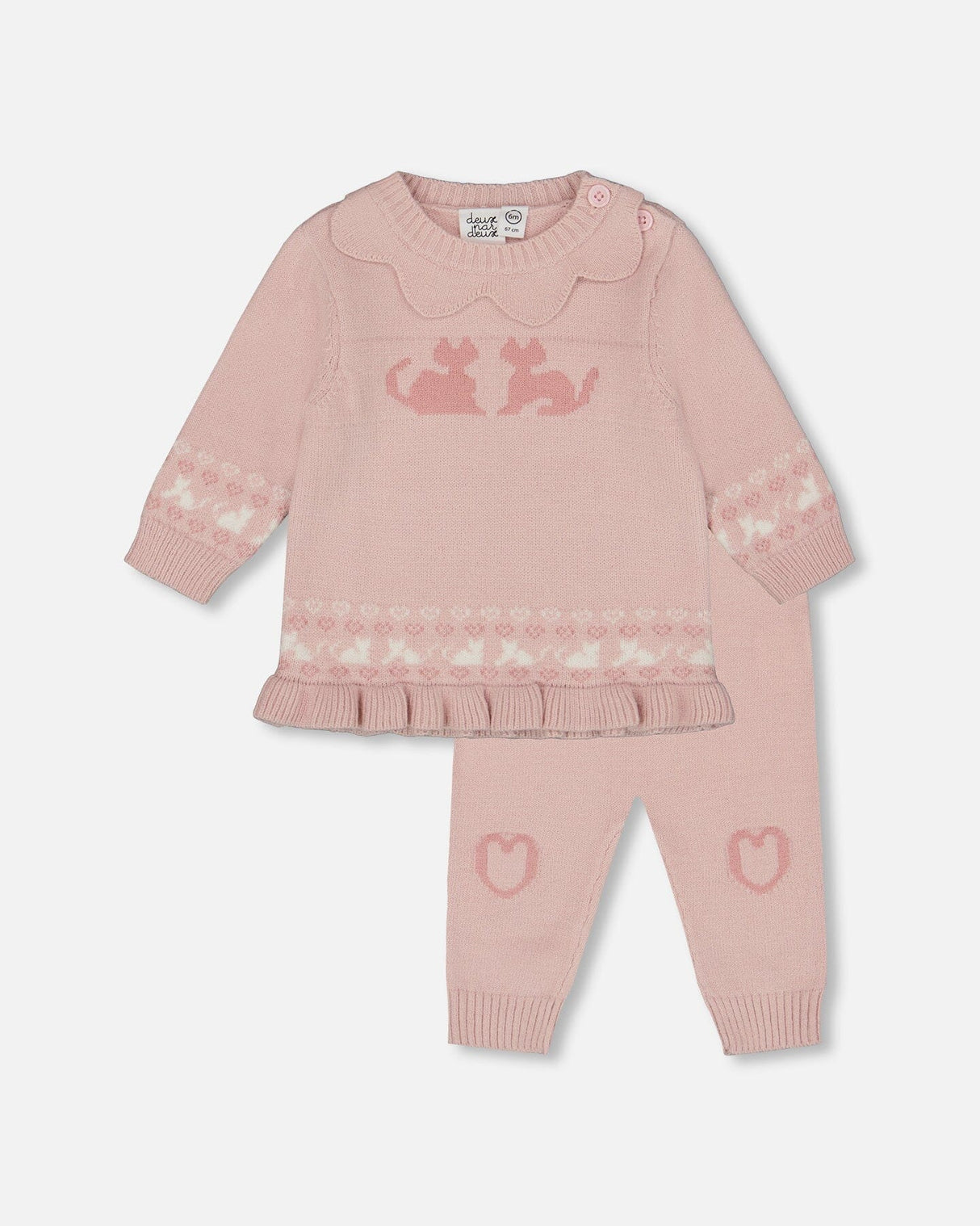 Knitted Top And Pant Set Light Pink-0