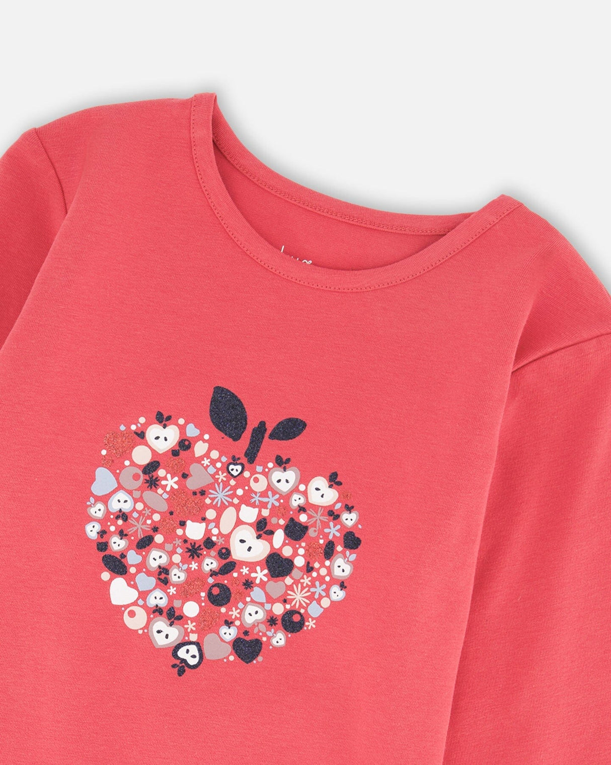 Organic Cotton T-Shirt Red With Mini Apples-3