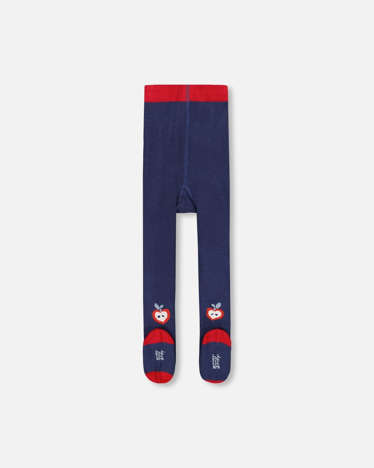 Knit Tights Navy Blue With Apples-1