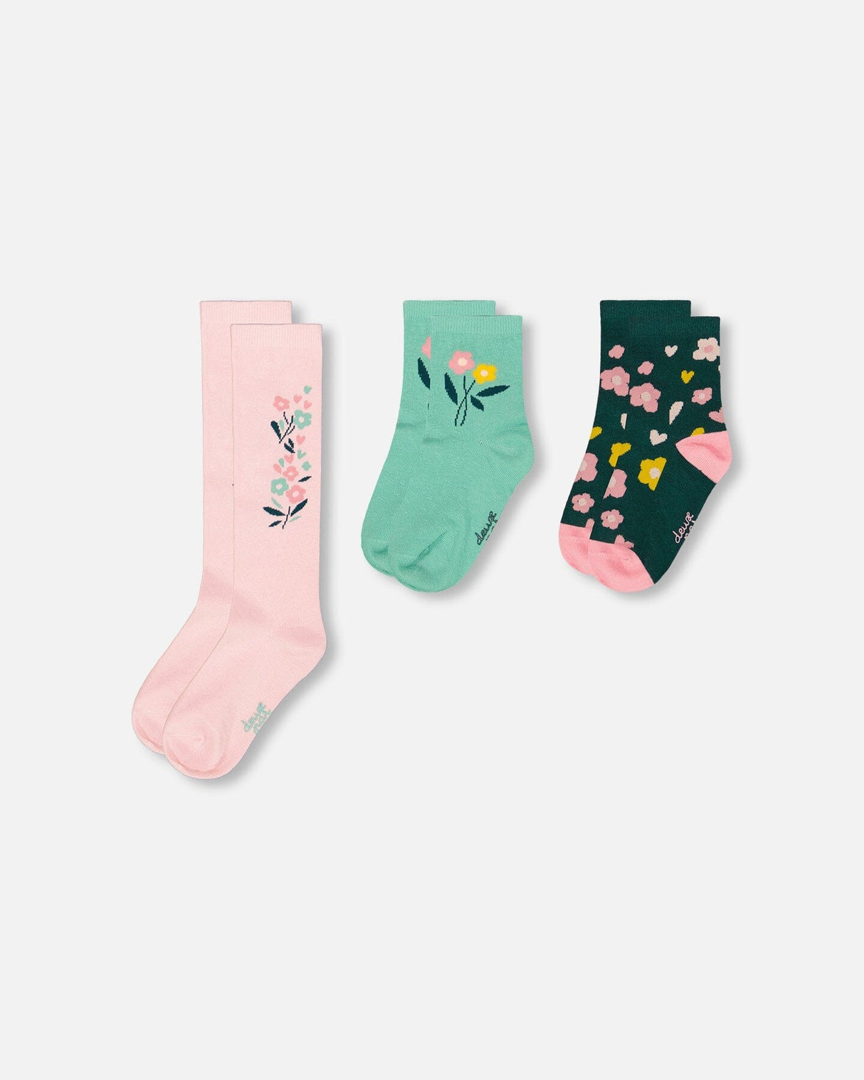 3-Pack Knit Socks Pink And Green-0