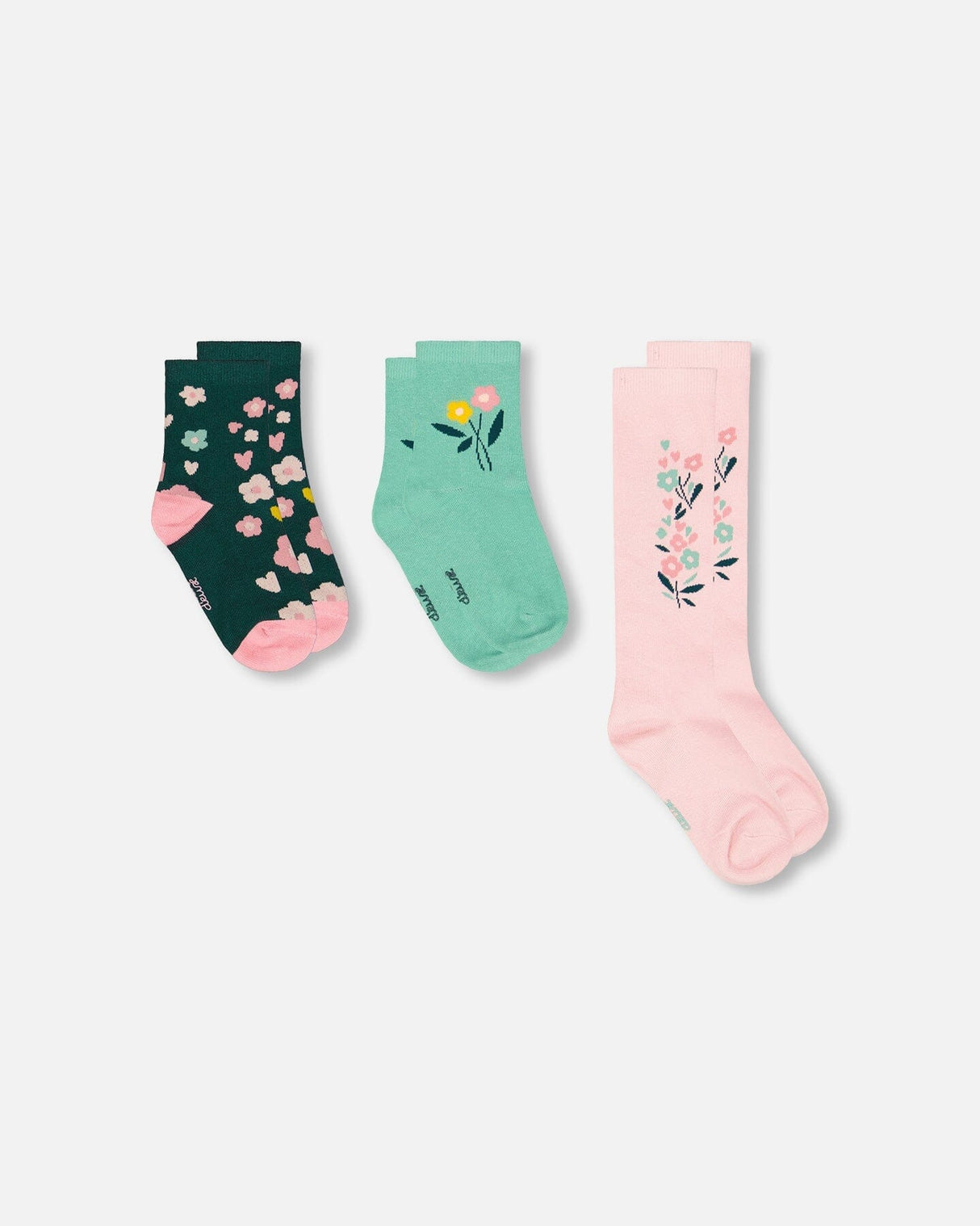 3-Pack Knit Socks Pink And Green-2