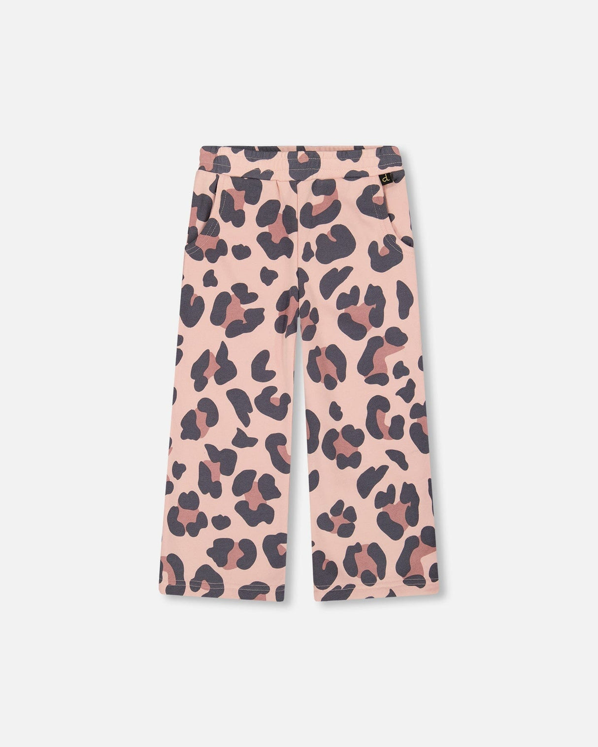 French Terry Wide Leg Sweatpants Pink Leopard-0