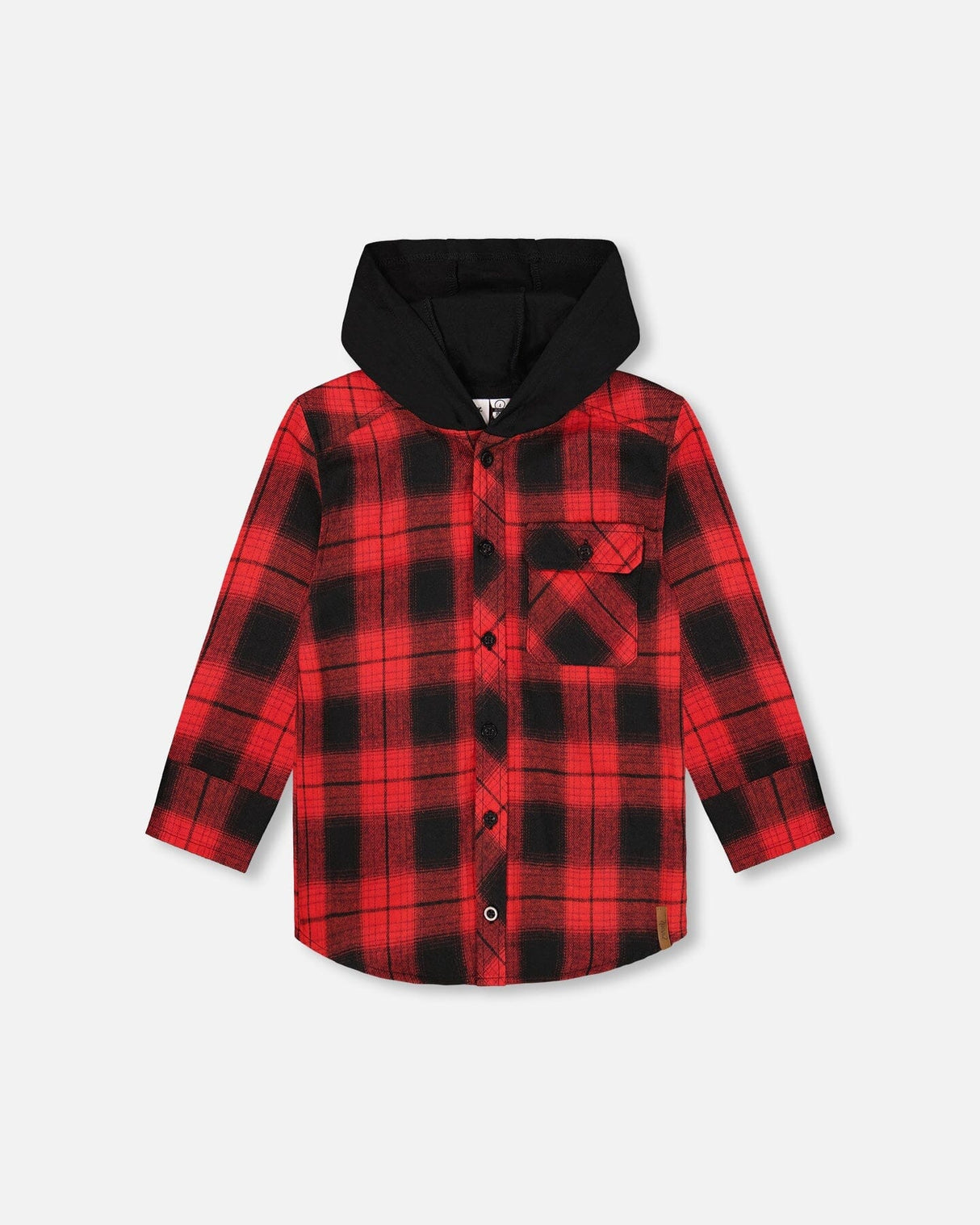 Plaid Flannel Shirt With Hoodie Red And Black-0