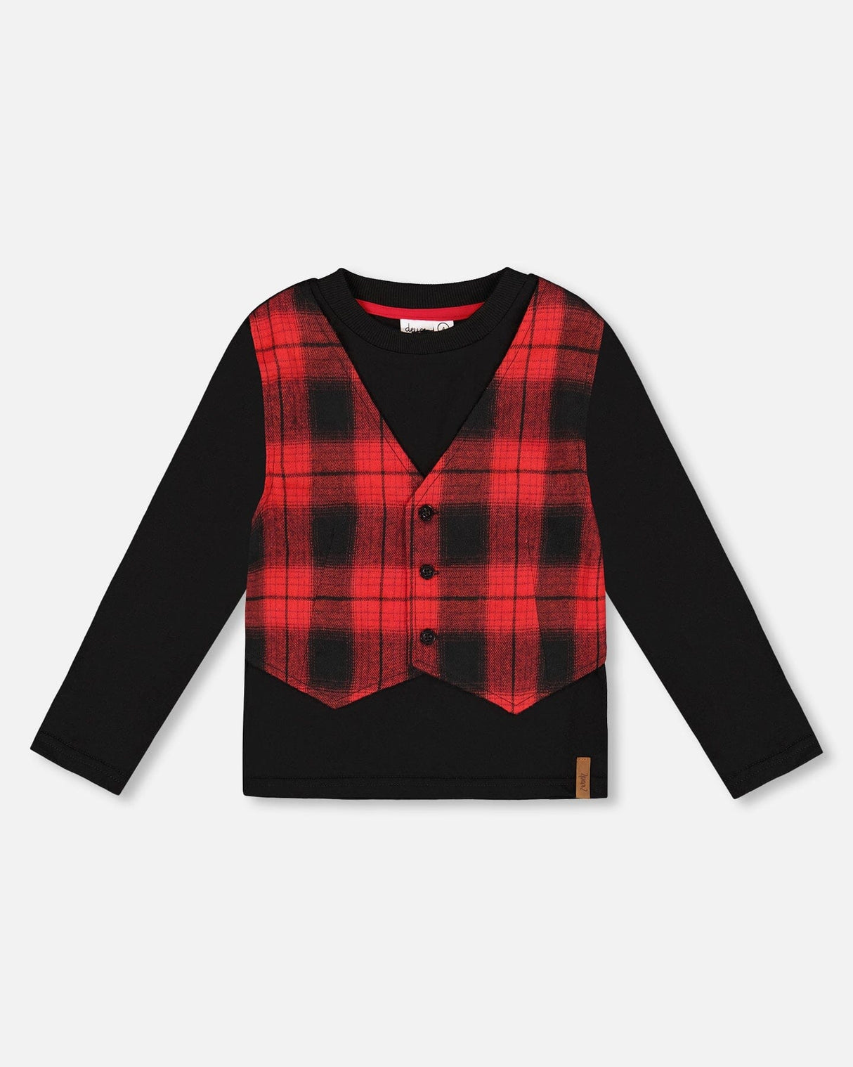 T-Shirt With Plaid Vest Red And Black-0