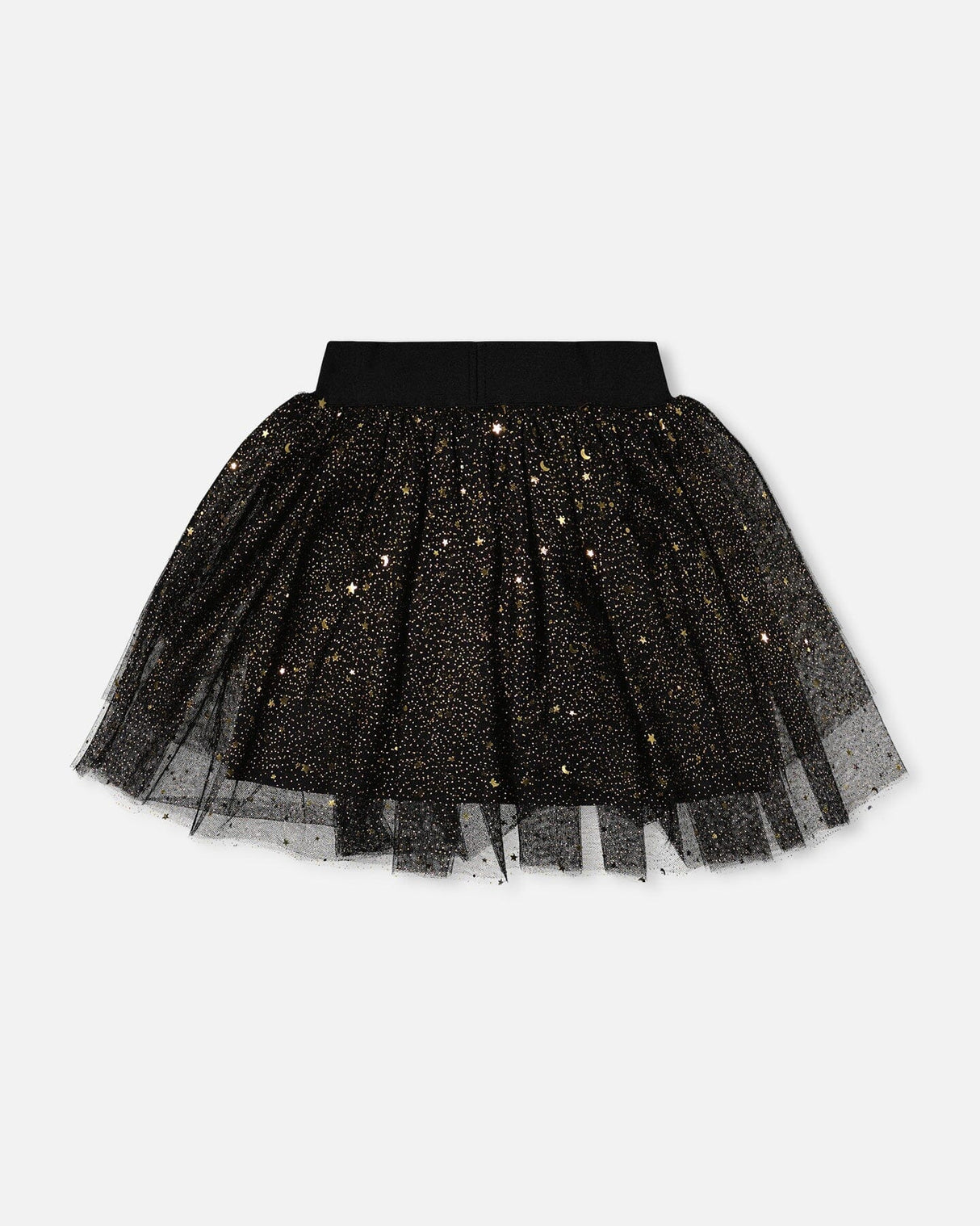 Multi Layer Glittering Mesh Skirt Black-1