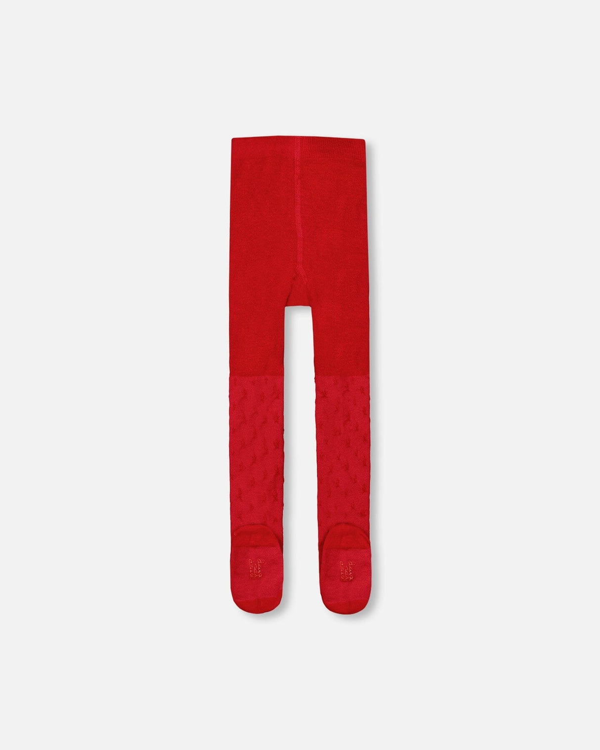 Knit Tights Red With Tone-On-Tone Star Pattern-1