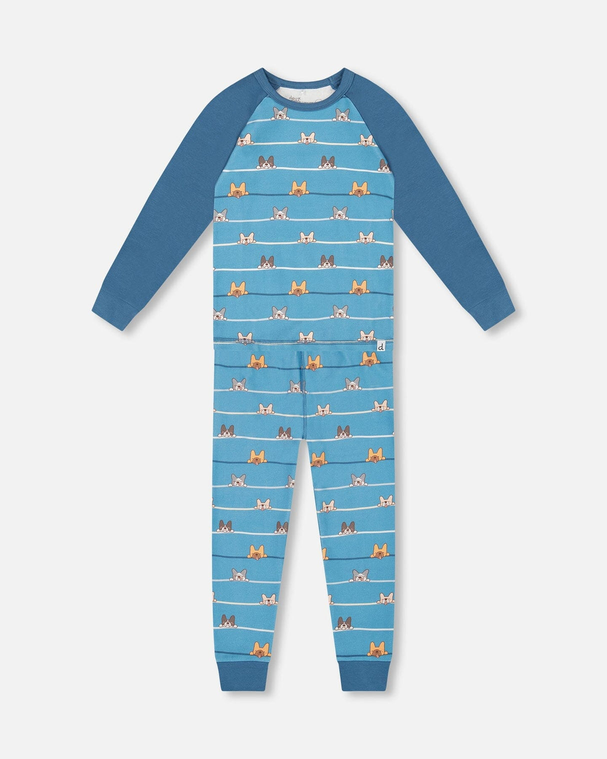 Two-Piece Organic Cotton Pajama Set Blue Dog Print-0