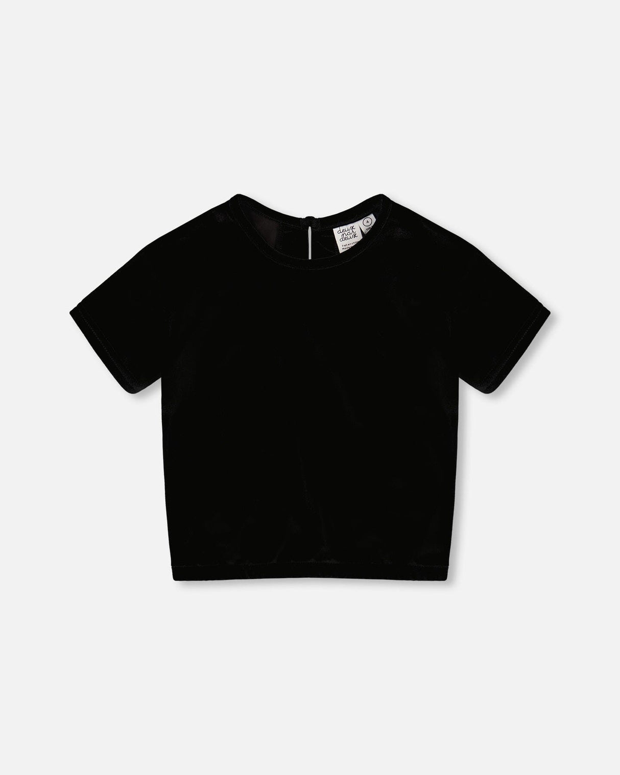 Short Sleeve Stretch Velour Top Black-0