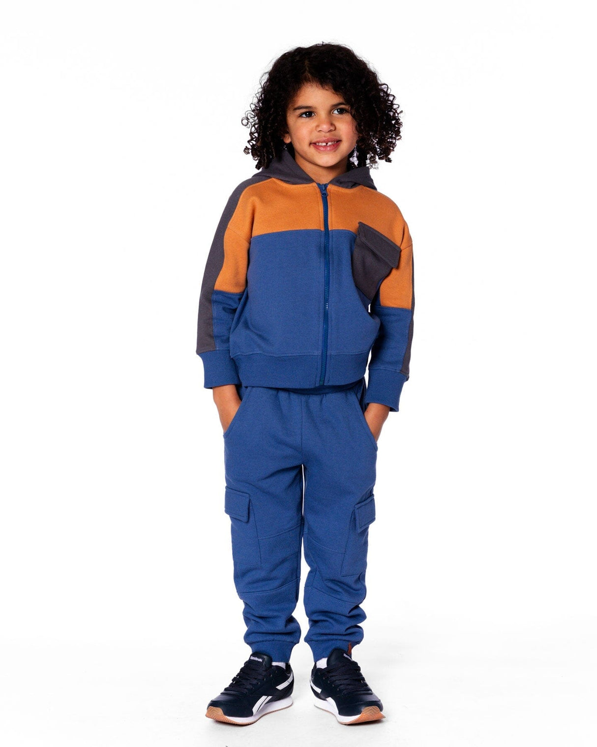 Fleece Sweatpants With Cargo Pockets Blue-1