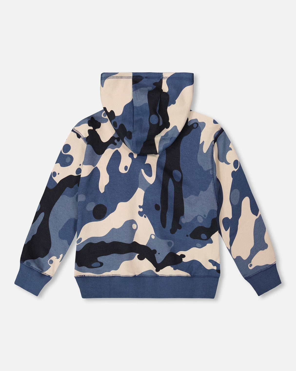 Hooded Fleece Sweatshirt With Crossbody Bag Blue Camouflage-2