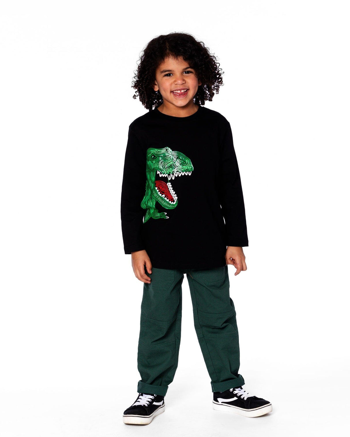 Long Sleeve Jersey Tee Shirt With Dinosaur-2