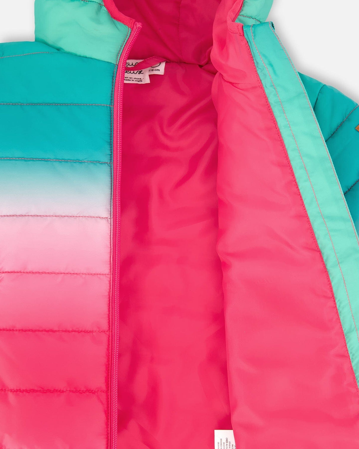 Quilted Mid-Season Jacket Green And Pink Gradient-2