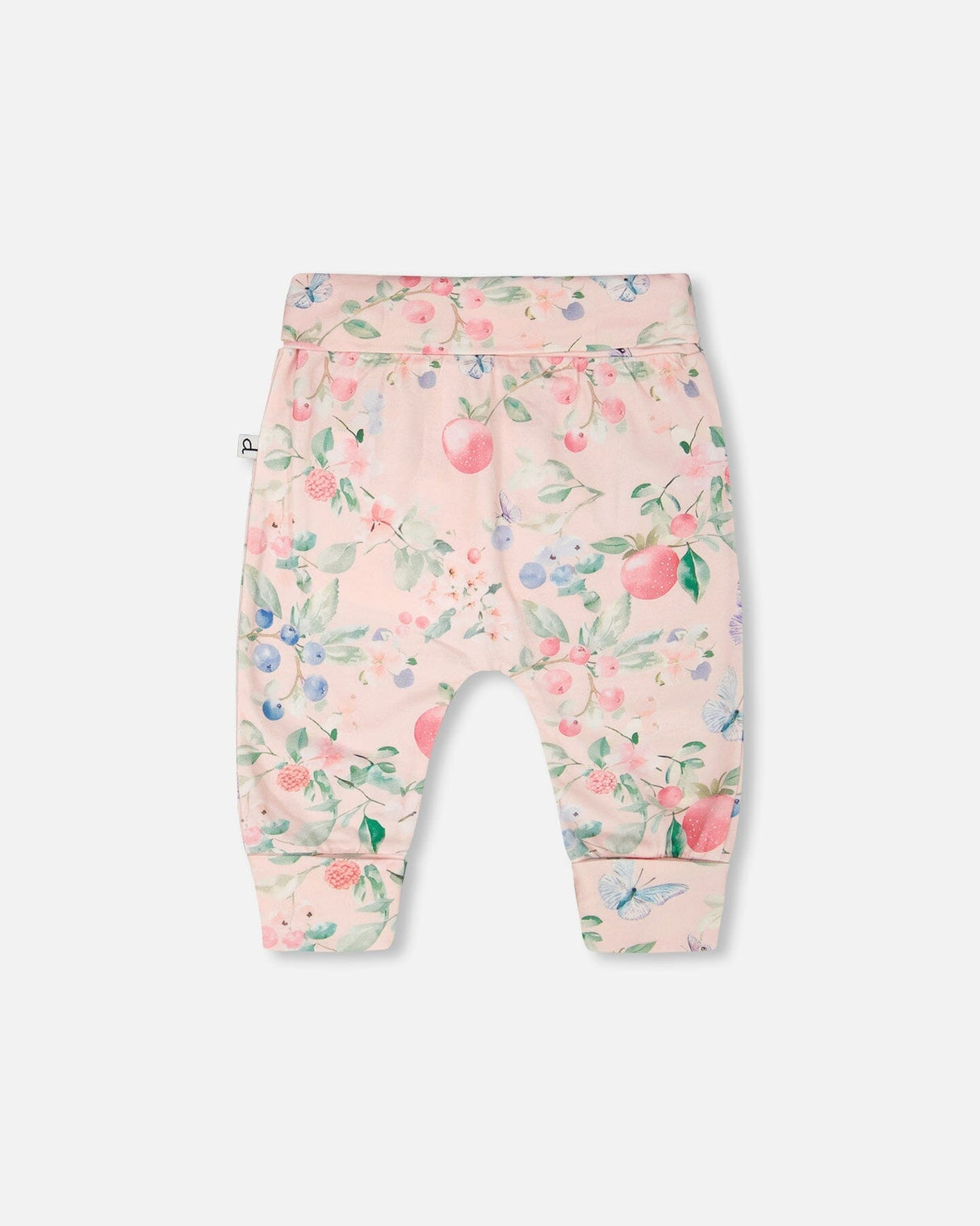 Organic Cotton Jersey Evolutive Pants Pink Printed Berries-1