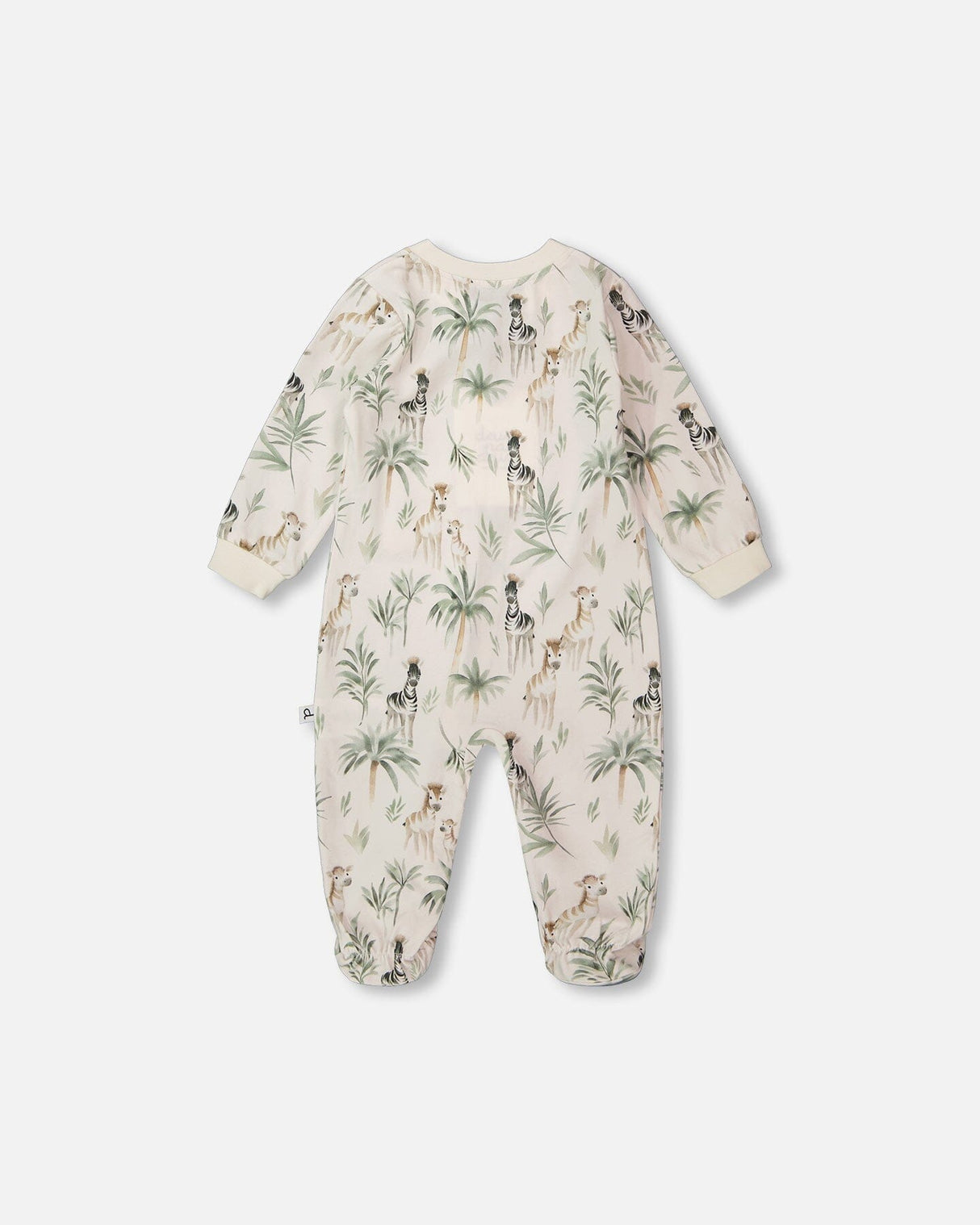 Organic Cotton Jersey One-Piece Pyjama Beige Zebra Print-1