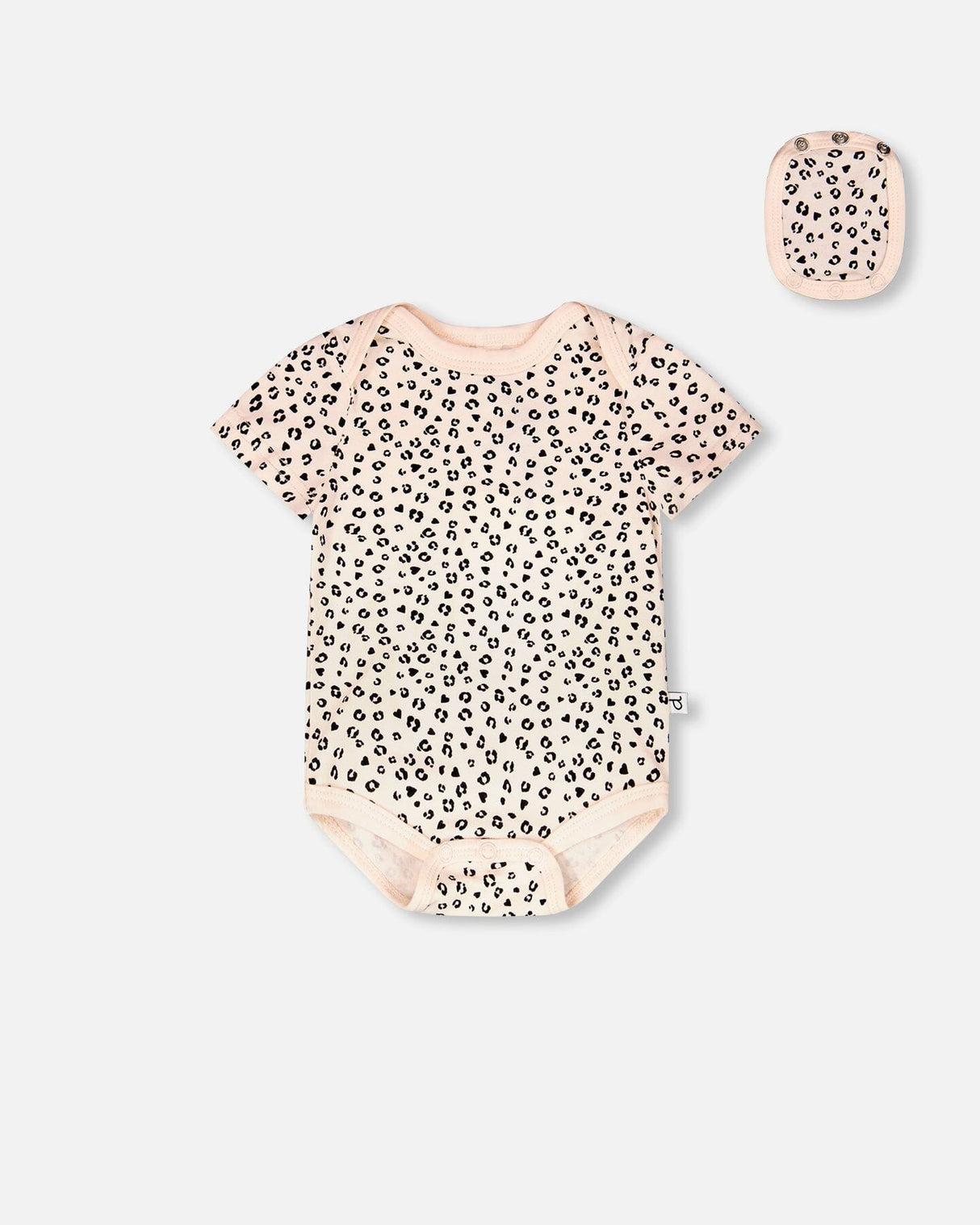 Evolutive Organic Cotton Jersey Onesie Peach Animal Print-0