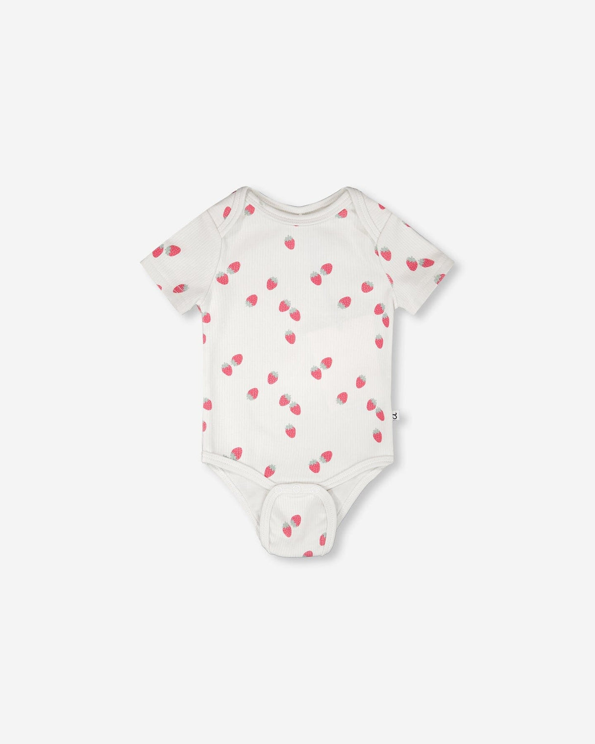Evolutive Cotton Rib Jersey Onesie White Printed Strawberries-1