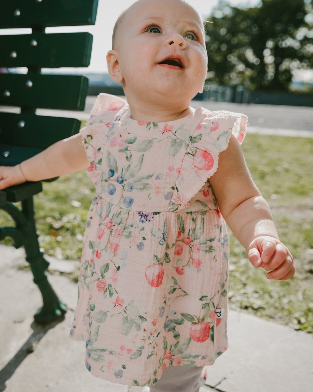 Cotton Muslin Tunic And Rib Jersey Leggings Set Pink Printed Berries And Lilac-1