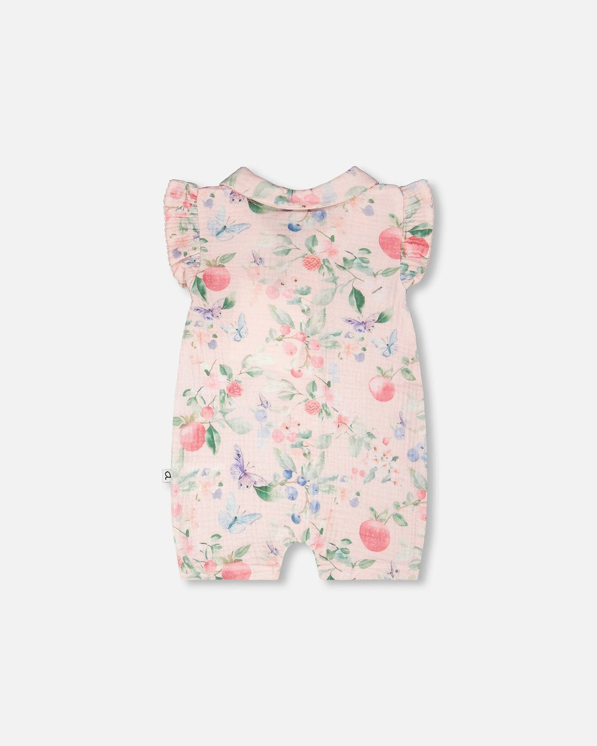 Cotton Muslin Romper Pink Printed Berries-2