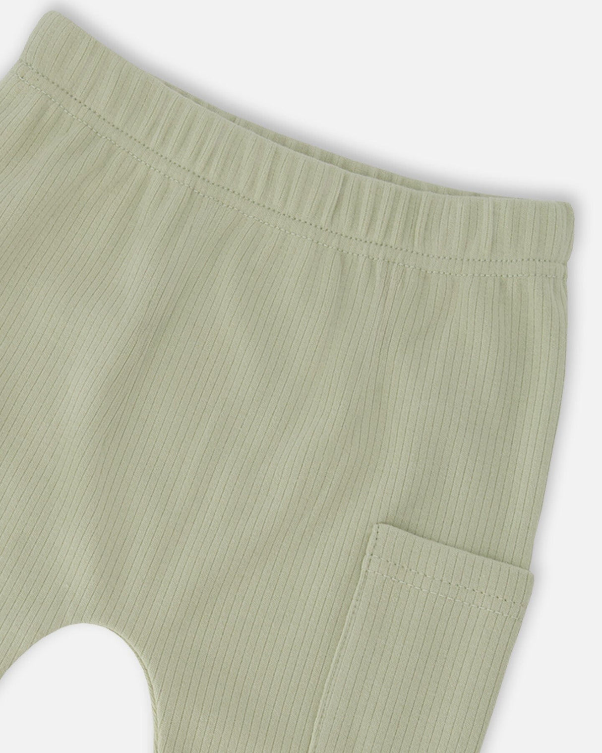 Organic Cotton Jersey T-Shirt And Cotton Rib Pants Set Beige Zebra Print And Sage Green-4