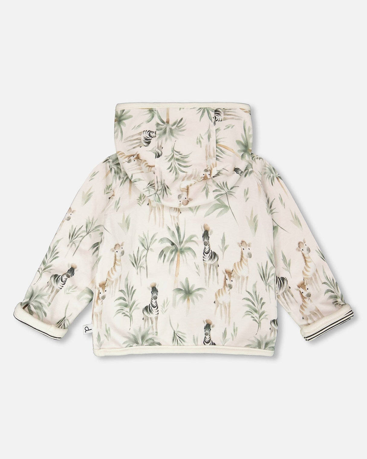 Organic Cotton Jersey Reversible Hooded Jacket Beige Zebra Print-4