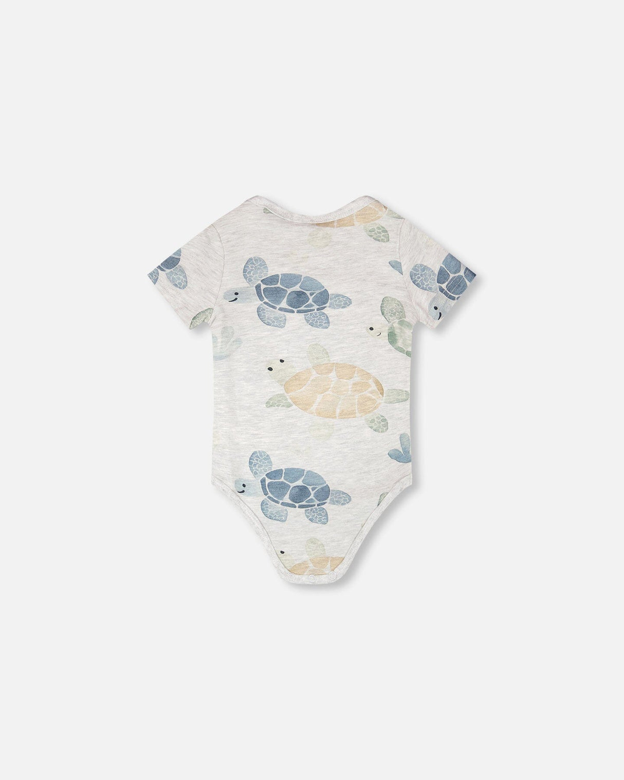 Evolutive Organic Cotton Jersey Onesie Grey Mix Turtle Print-2