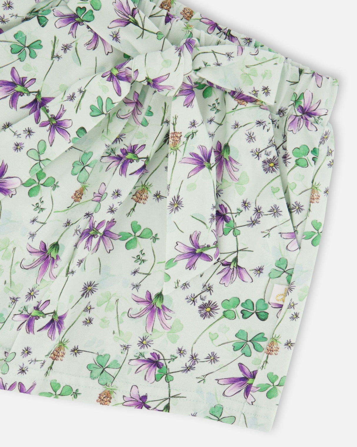 Jersey Shorts Green Printed Flowers-4