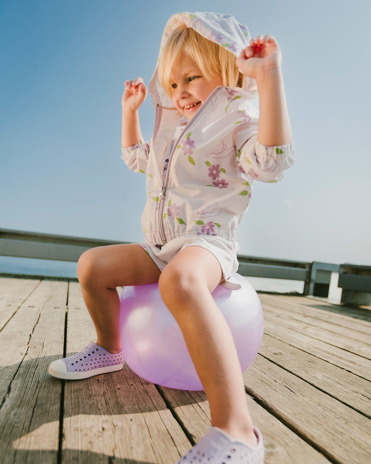 French Terry Hooded Cardigan Lilac Snails Print-1