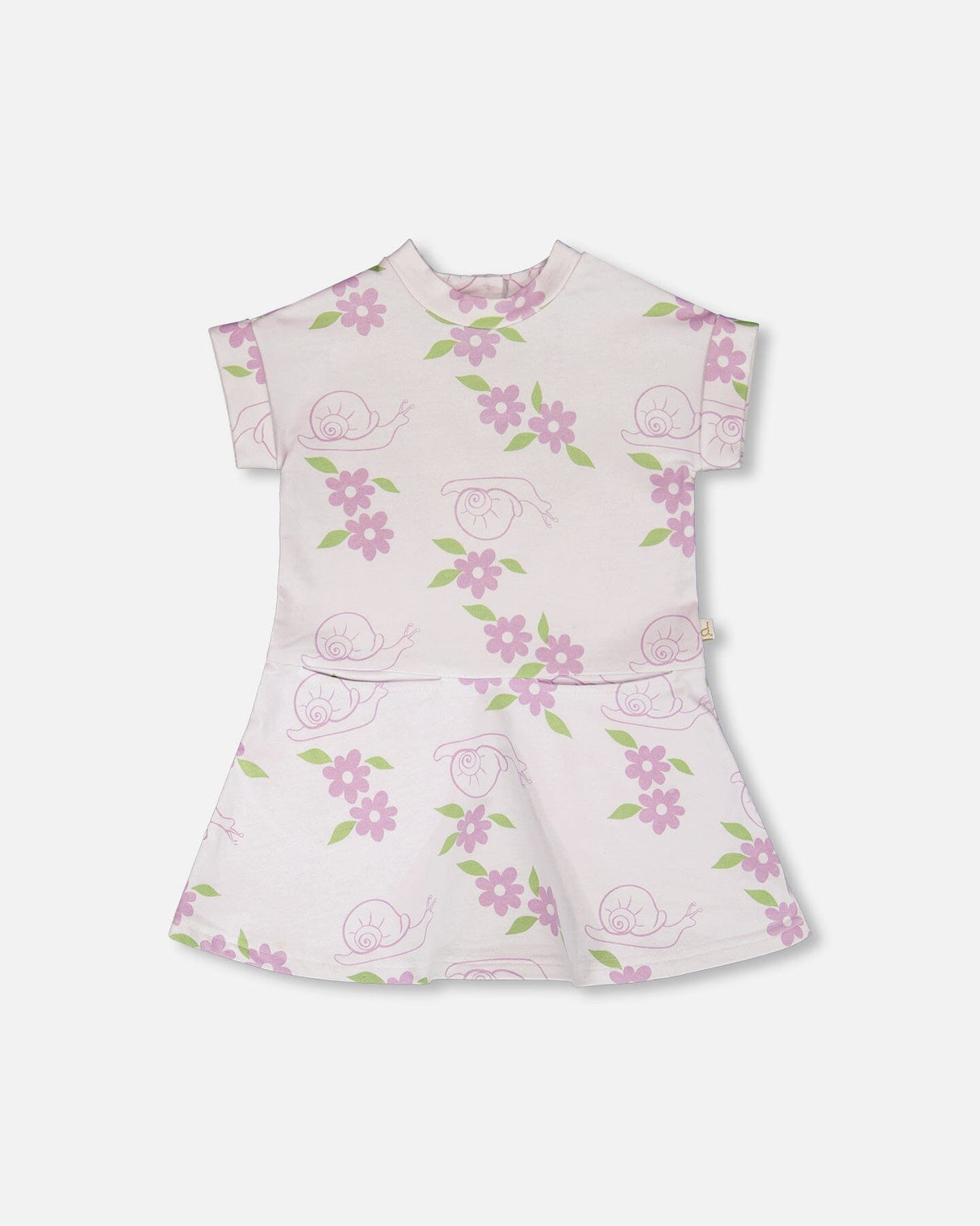 French Terry Dress Lilac Snails Print-0