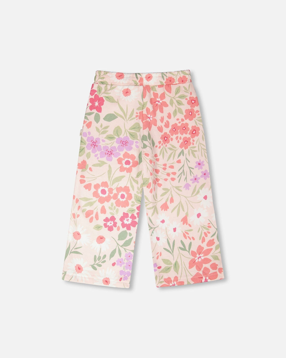 French Terry Pants Pink Printed Flowers-2