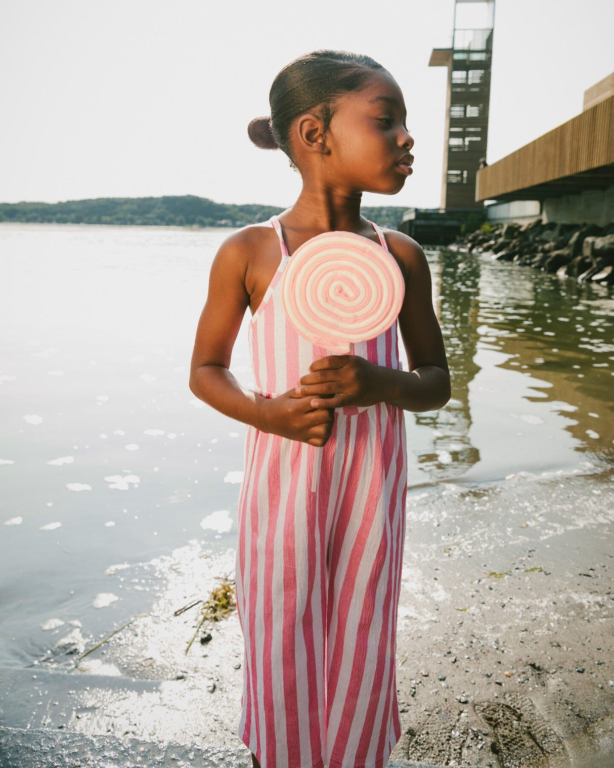 Crinkle Jersey Jumpsuit White And Pink Stripes-2