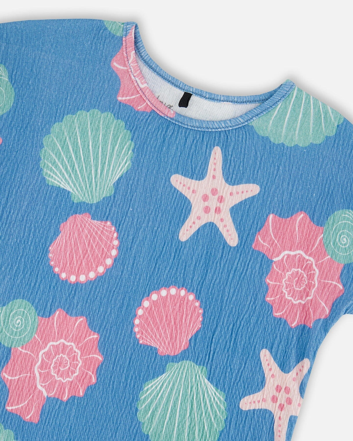Crinkle Jersey T-Shirt Blue Shell Print-2