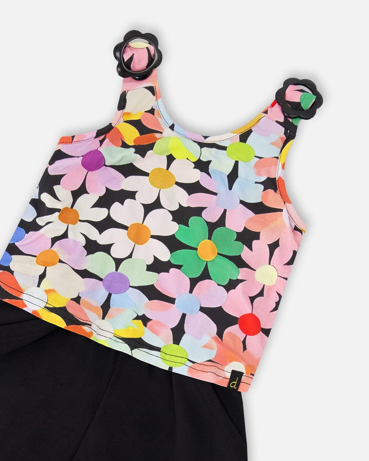 Sleeveless Jersey Jumpsuit Black Printed Flowers-3