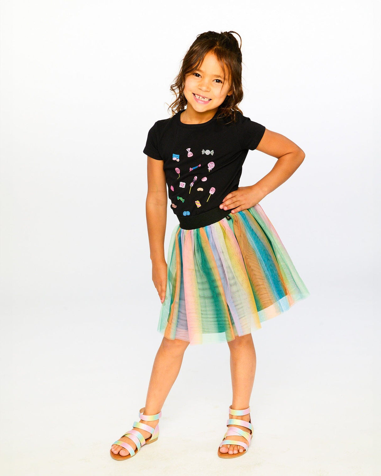Printed Mesh Skirt Multicolored-1