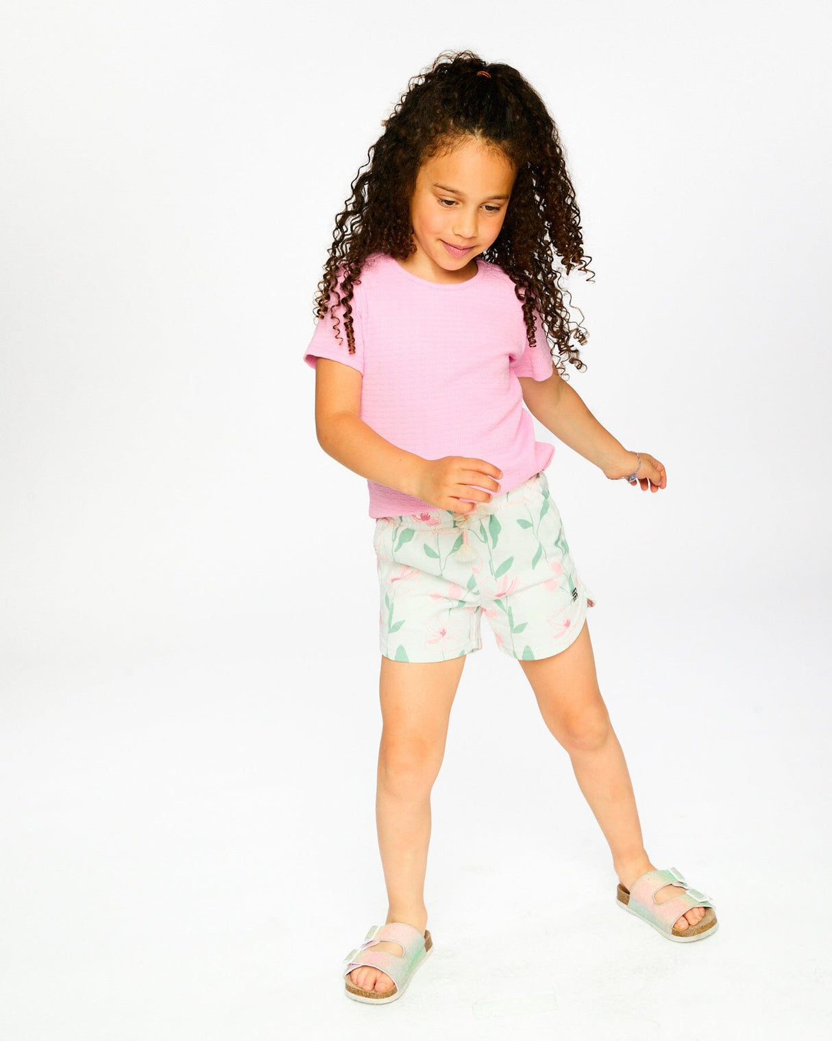 French Terry Shorts Off White Printed Flowers-2