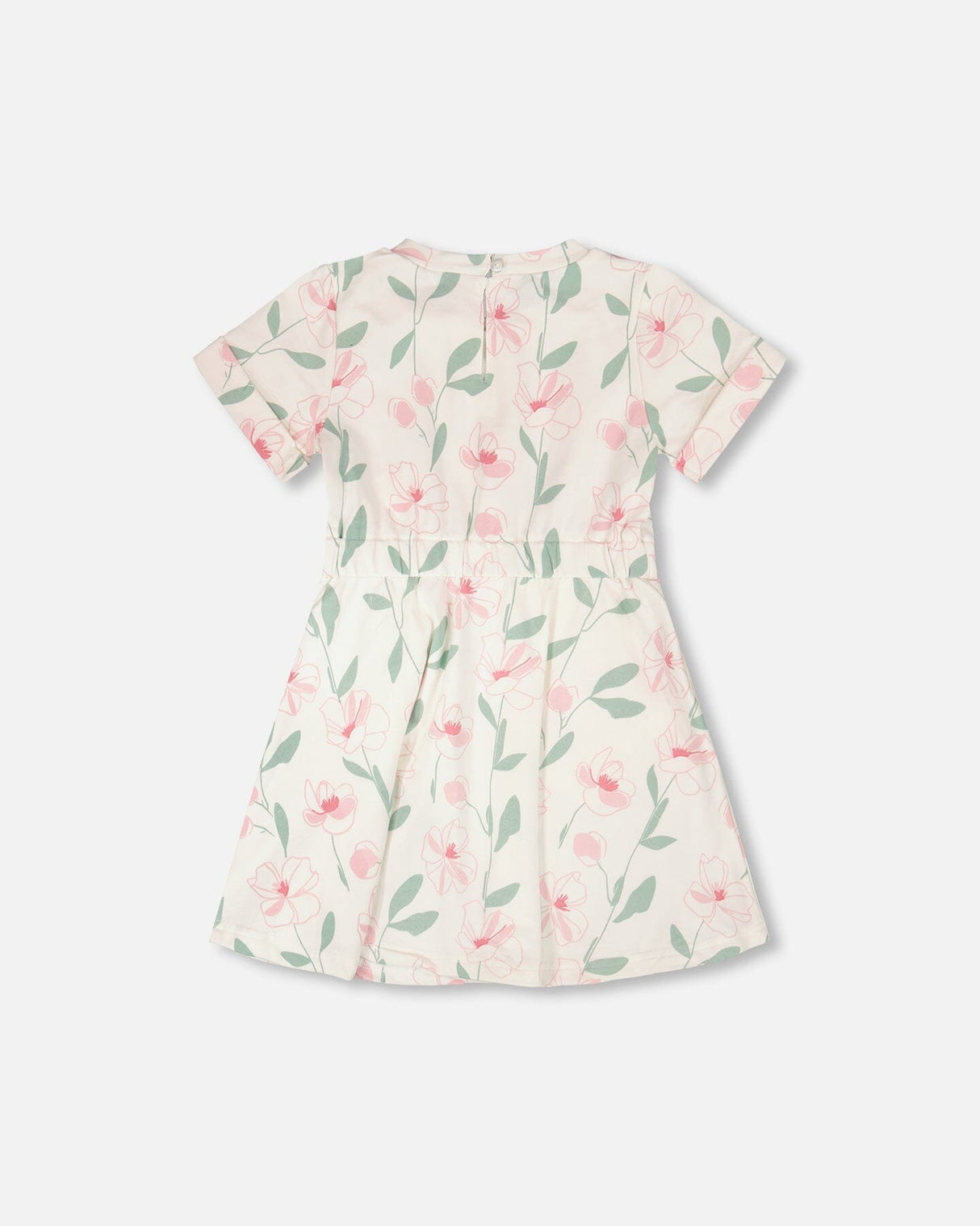 French Terry Dress Off White Printed Flowers-2
