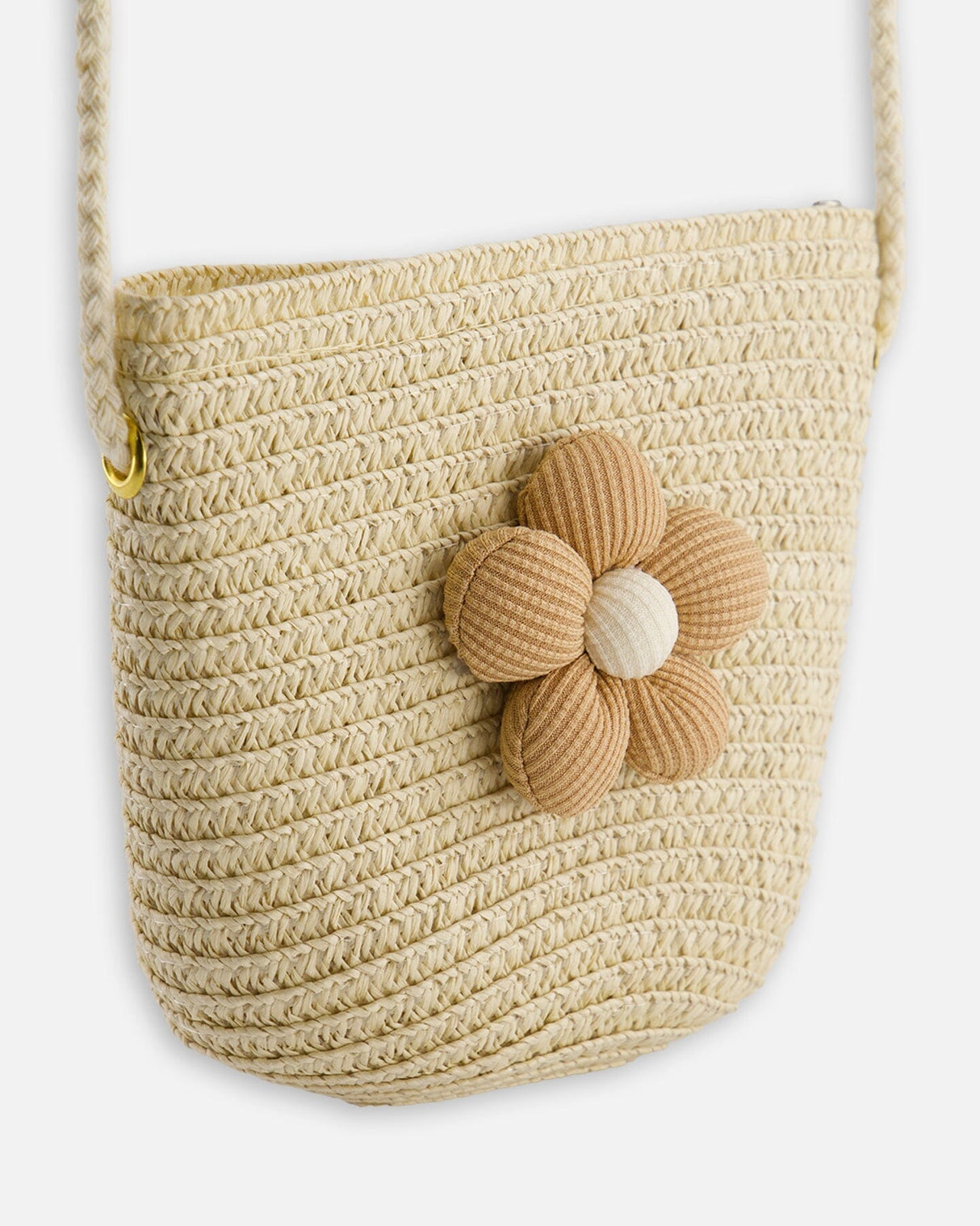 Flower Straw Purse Beige-4